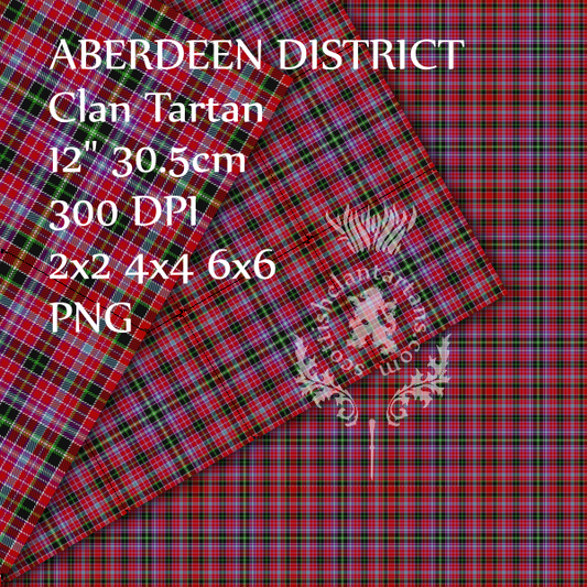 Digital Download - Aberdeen District Tartan 12" 300dpi PNG