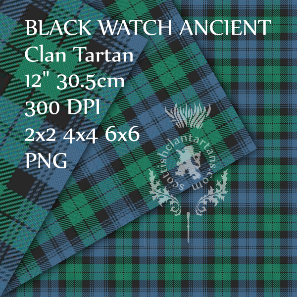Digital Download - Black Watch Ancient Tartan 12" 300dpi PNG