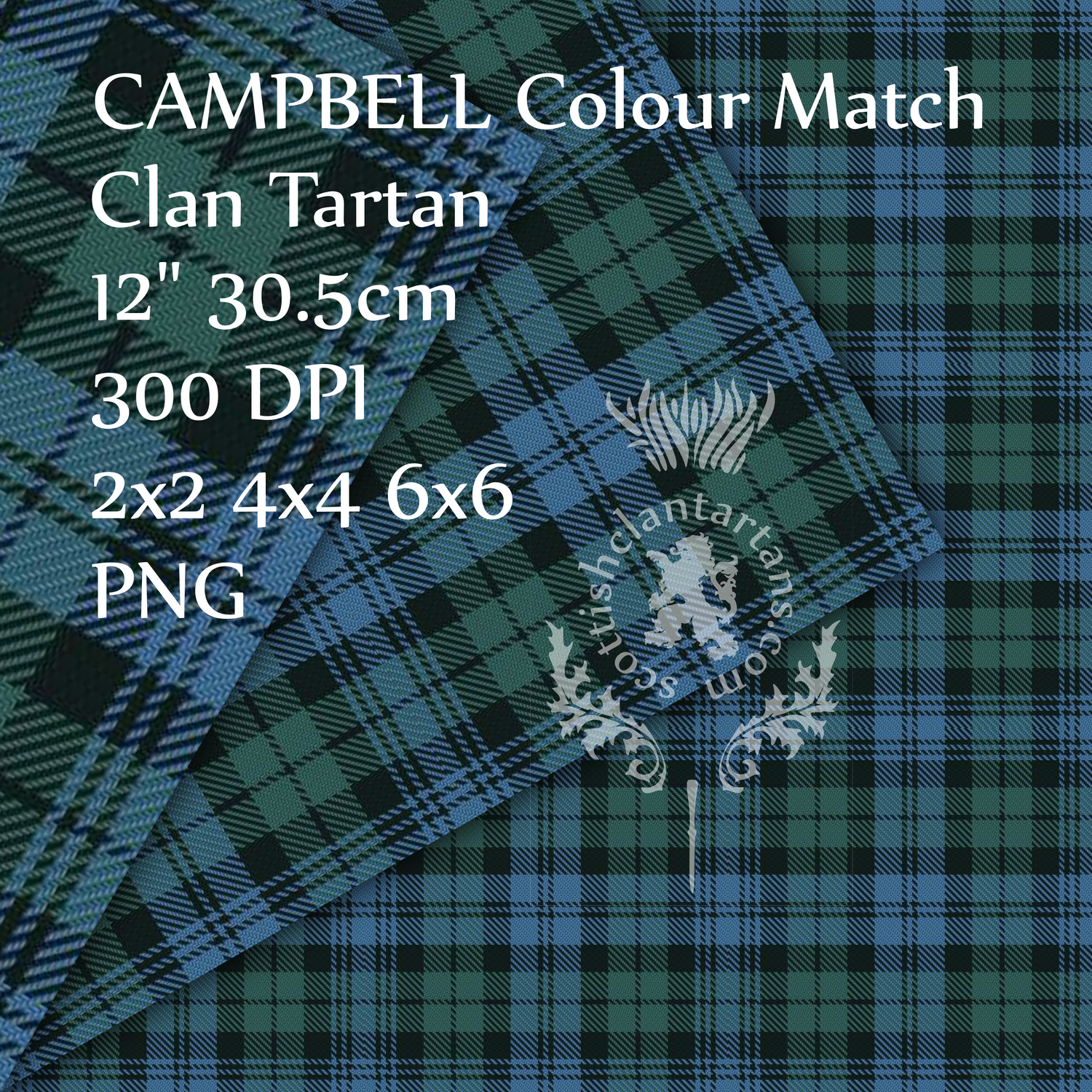 Digital Download - Clan Campbell Colour Match Tartan 12" 300dpi PNG