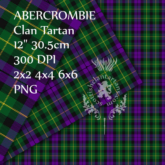 Digital Download - Clan Abercrombie Tartan 12" 300dpi PNG