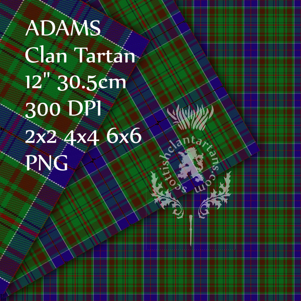 Digital Download - Clan Adams Tartan 12" 300dpi PNG