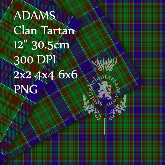 Digital Download - Clan Adams Tartan 12" 300dpi PNG