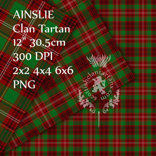 Digital Download - Clan Ainslie Tartan 12" 300dpi PNG