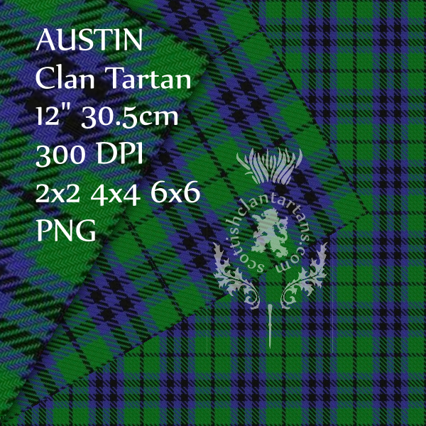 Digital Download - Clan Austin Tartan 12" 300dpi PNG