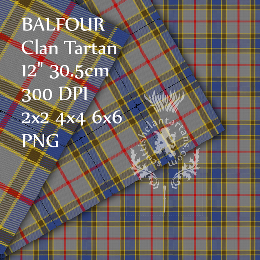 Digital Download - Clan Balfour Tartan 12" 300dpi PNG