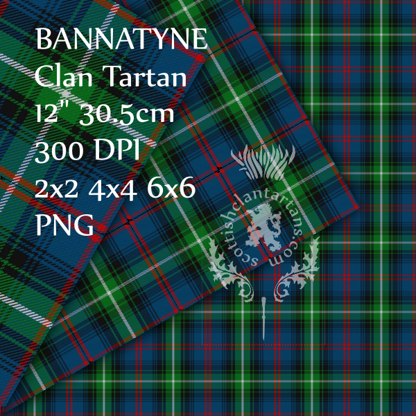 Digital Download - Clan Bannatyne Tartan 12" 300dpi PNG