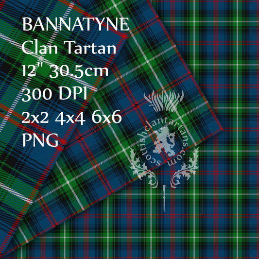 Digital Download - Clan Bannatyne Tartan 12" 300dpi PNG