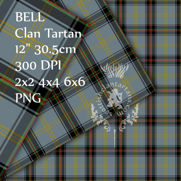 Digital Download - Clan Bell Tartan 12" 300dpi PNG