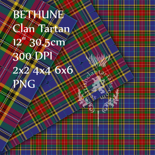 Digital Download - Clan Bethune Tartan 12" 300dpi PNG