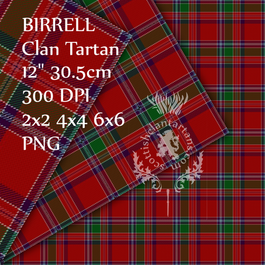 Digital Download - Clan Birrell Tartan 12" 300dpi PNG