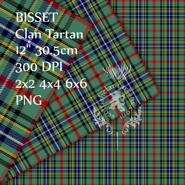 Digital Download - Clan Bisset Tartan 12" 300dpi PNG