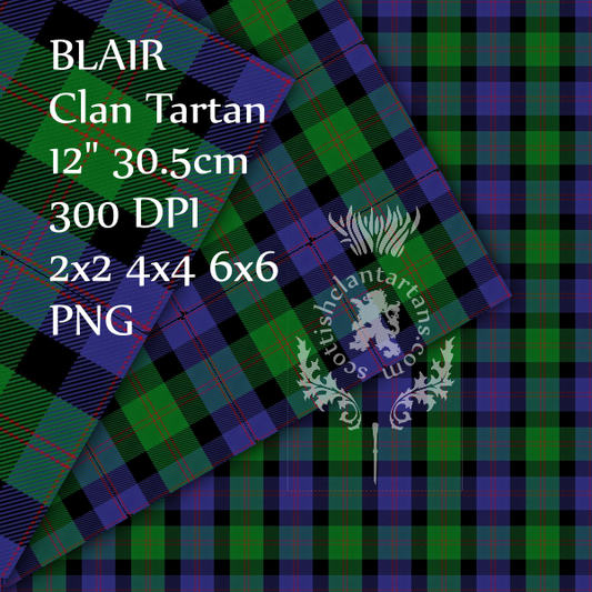 Digital Download - Clan Blair Tartan 12" 300dpi PNG