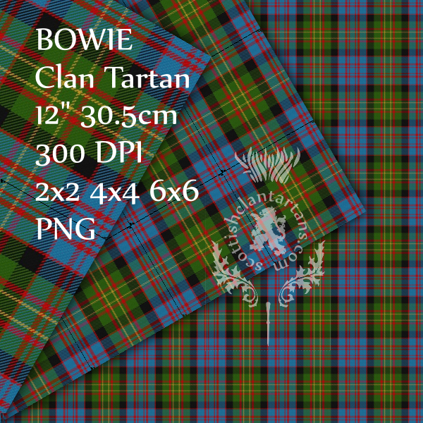 Digital Download - Clan Bowie Tartan 12" 300dpi PNG