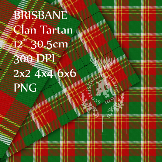 Digital Download - Clan Brisbane Tartan 12" 300dpi PNG