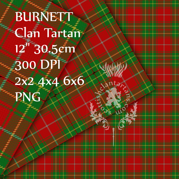 Digital Download - Clan Burnett Tartan 12" 300dpi PNG