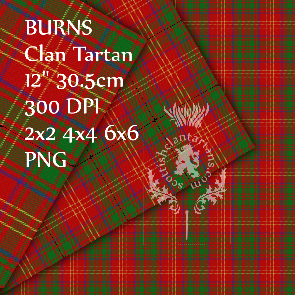 Digital Download - Clan Burns Tartan 12" 300dpi PNG