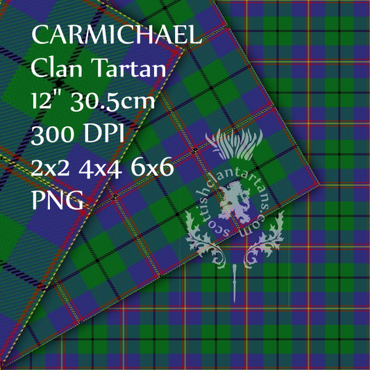 Digital Download - Clan Carmichael Tartan 12" 300dpi PNG