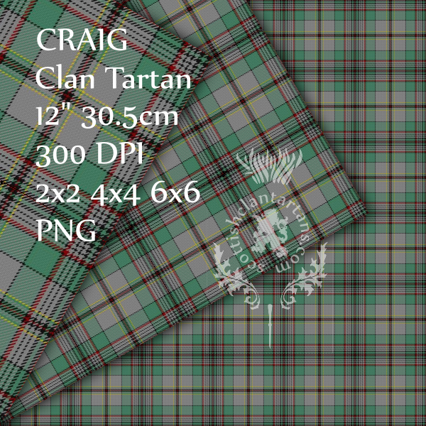 Digital Download - Clan Craig Tartan 12" 300dpi PNG