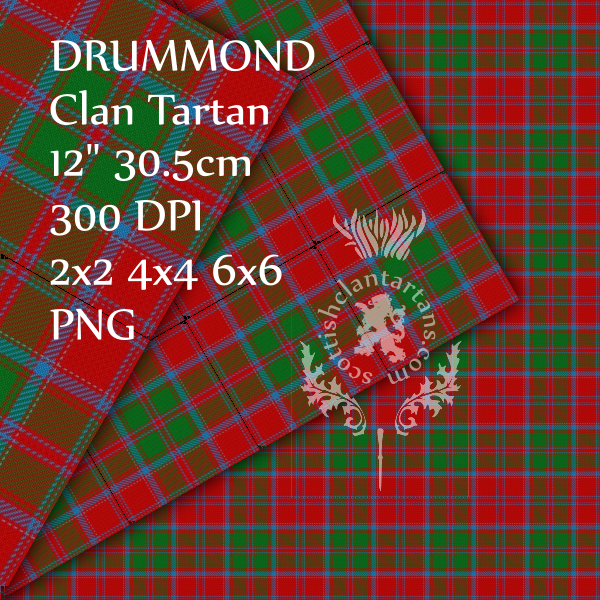 Digital Download - Clan Drummond Tartan 12" 300dpi PNG