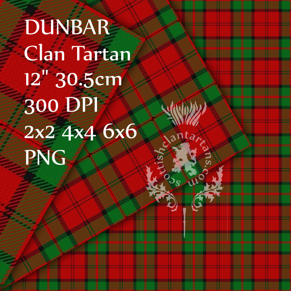 Digital Download - Clan Dunbar Tartan 12" 300dpi PNG