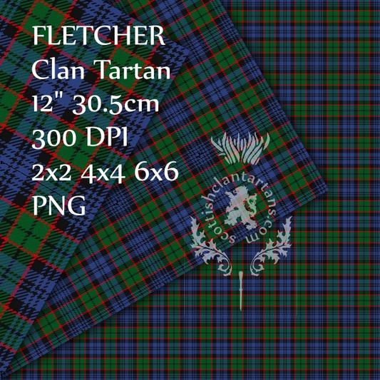 Digital Download - Clan Fletcher Tartan 12" 300dpi PNG