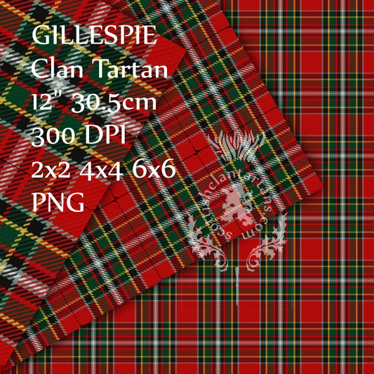 Digital Download - Clan Gillespie Tartan 12" 300dpi PNG