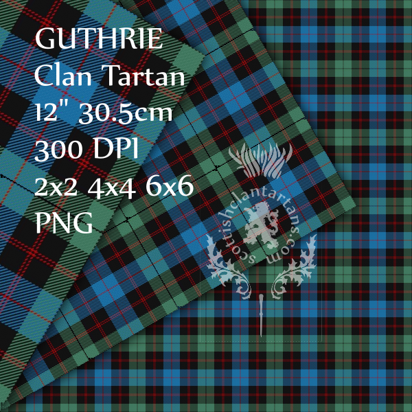 Digital Download - Clan Guthrie Tartan 12" 300dpi PNG