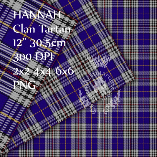 Digital Download - Clan Hannah Tartan 12" 300dpi PNG