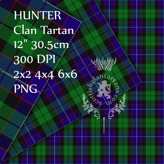 Digital Download - Clan Hunter Tartan 12" 300dpi PNG