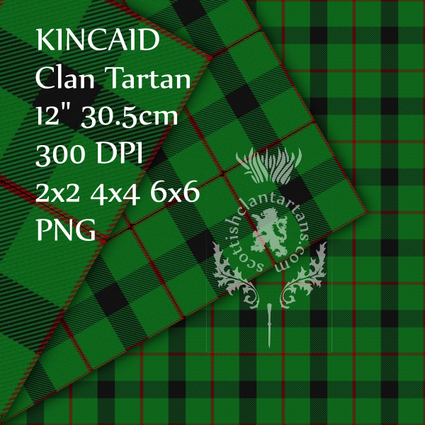 Digital Download - Clan Kincaid Tartan 12" 300dpi PNG