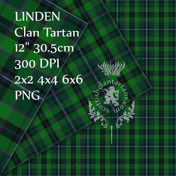 Digital Download - Clan Linden Tartan 12" 300dpi PNG