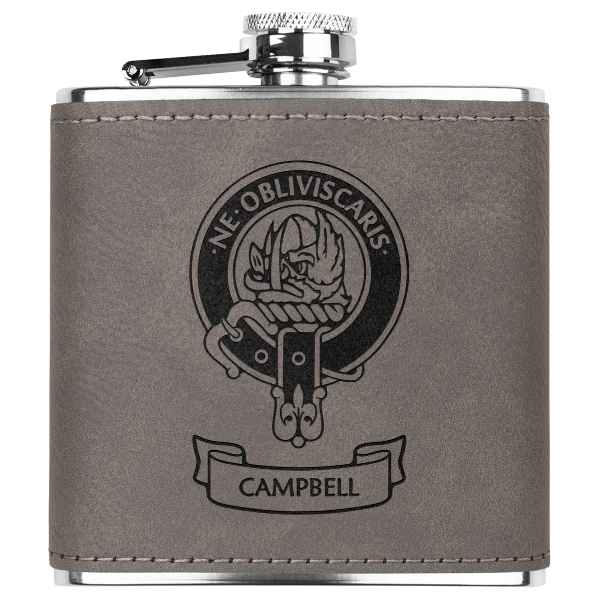 Clan Campbell Crest Leather Wrapped 6 oz Flask