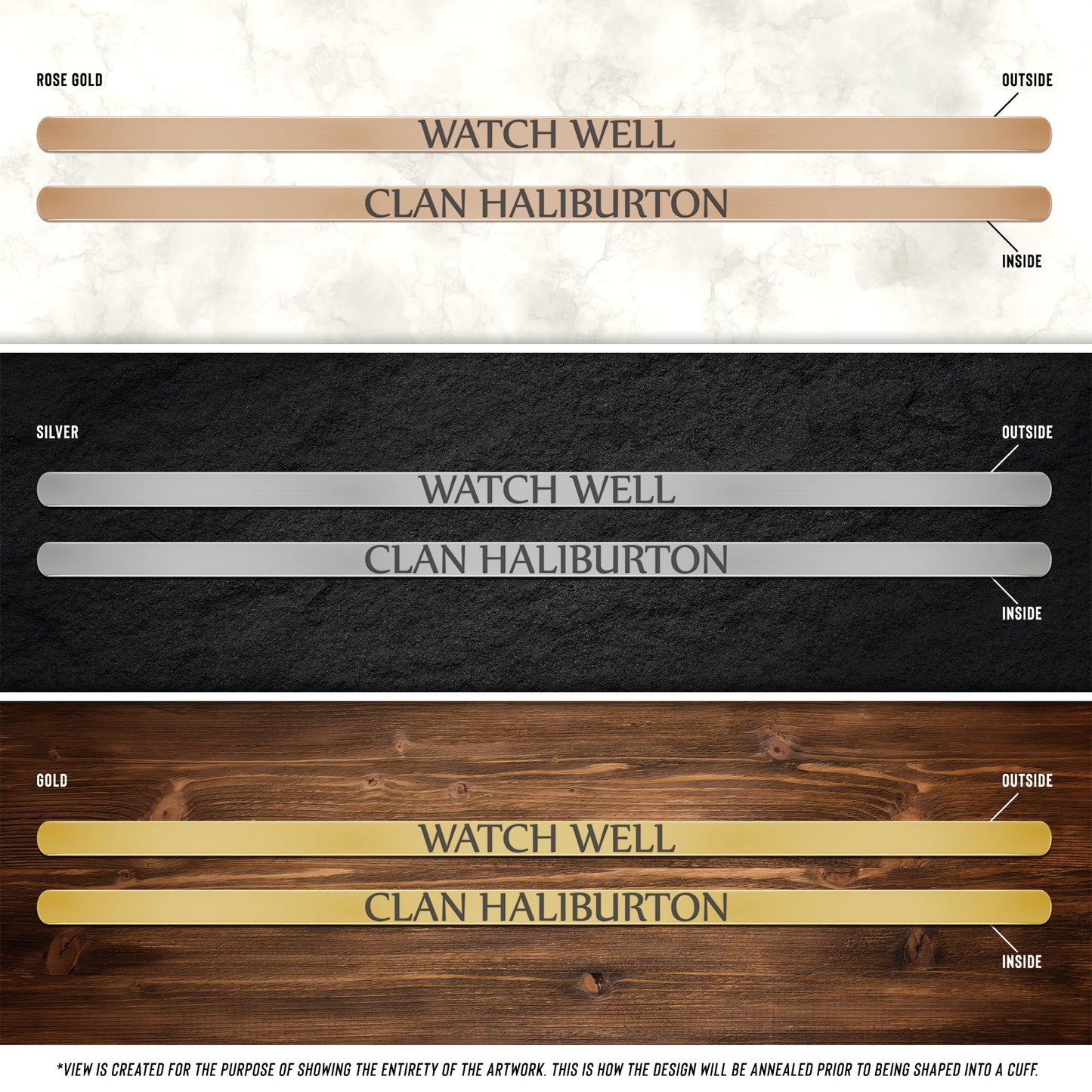 Clan Haliburton | Motto | Cuff Bracelet