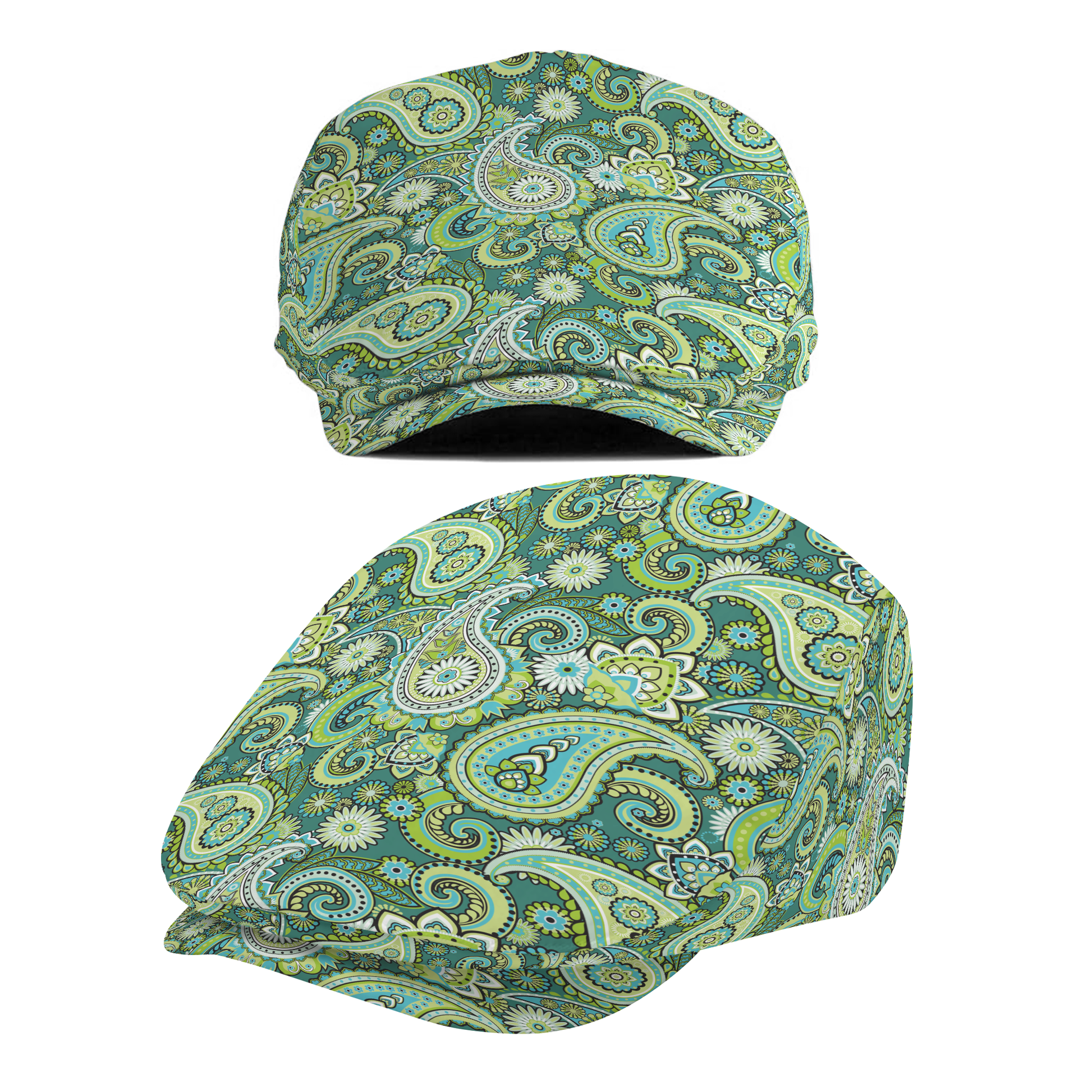 Paisley Green Flat Cap