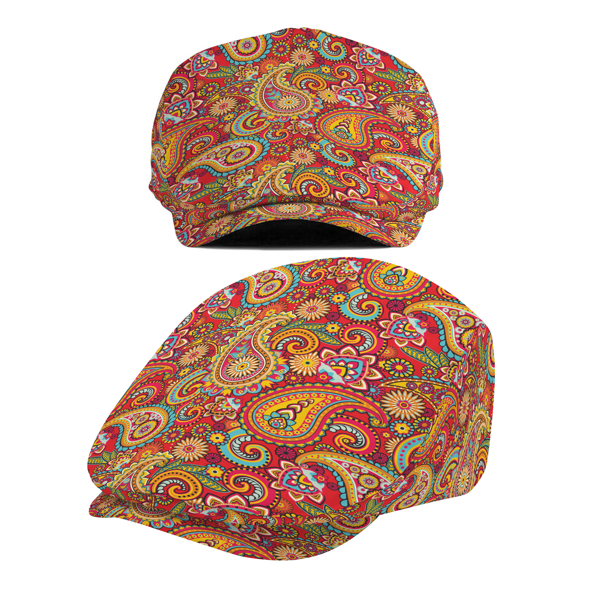Paisley Red Flat Cap