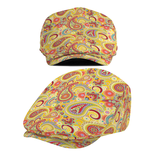 Paisley Yellow Flat Cap