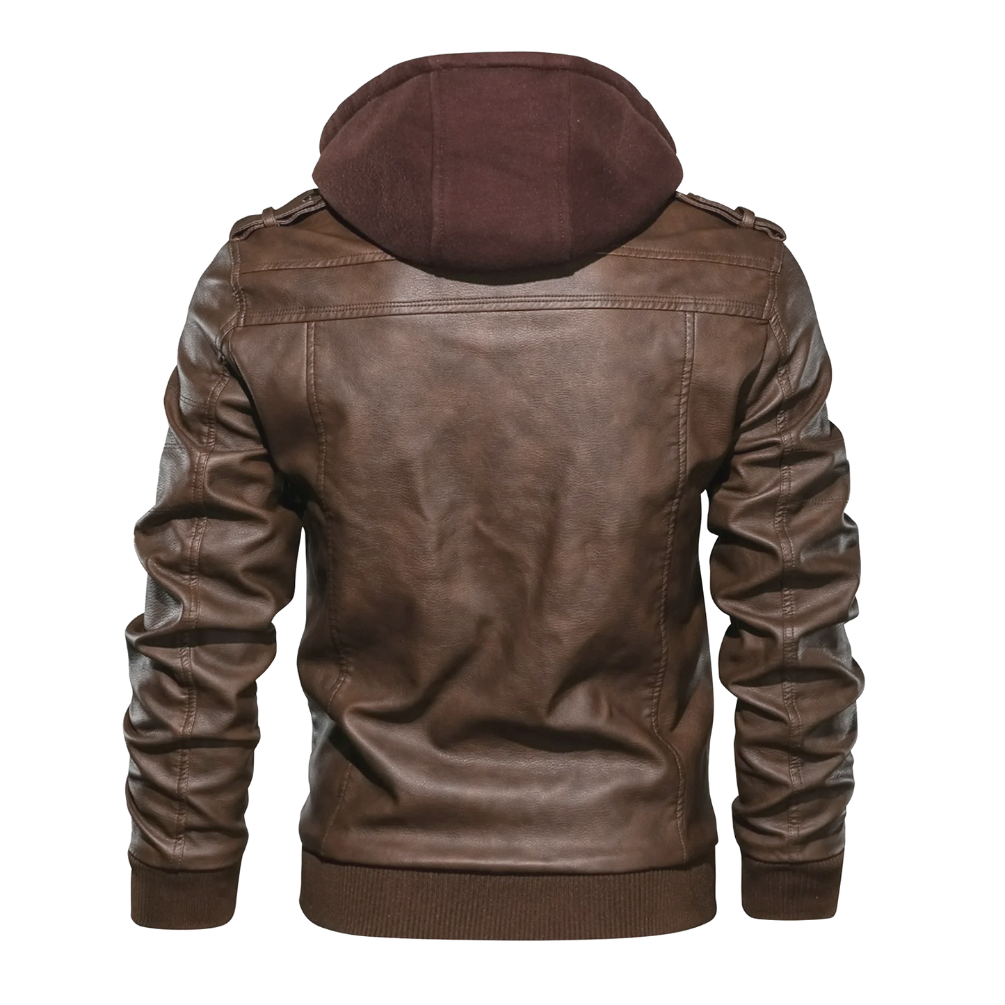 PU Leather Hooded Jacket