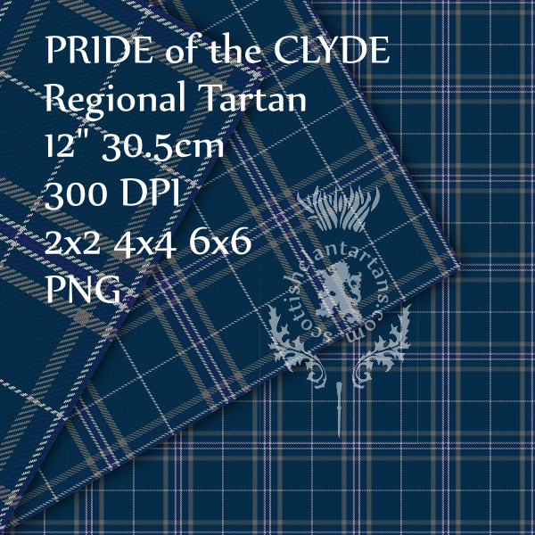 Digital Download - Pride of the Clyde Tartan 12" 300dpi PNG