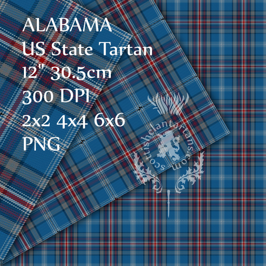 Digital Download - US State Tartan - Alabama 12" 300dpi PNG