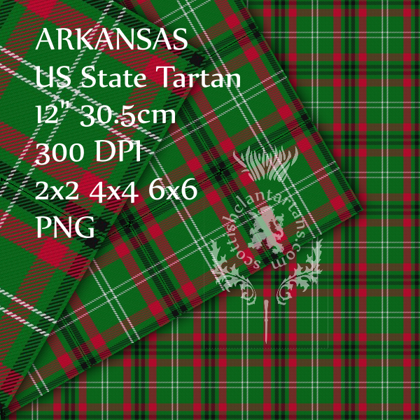 Digital Download - US State Tartan - Arkansas 12" 300dpi PNG