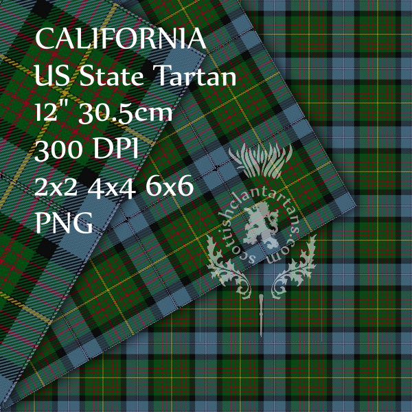 Digital Download - US State Tartan - California 12" 300dpi PNG