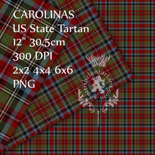 Digital Download - US State Tartan - Carolinas 12" 300dpi PNG