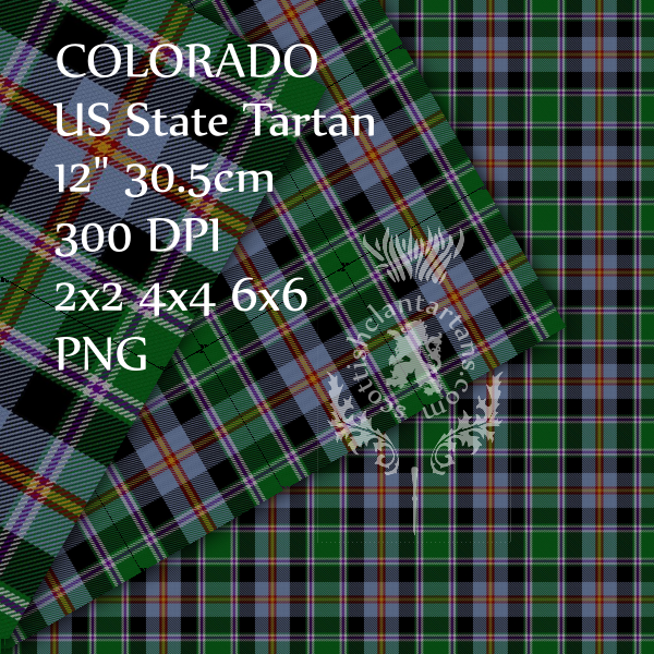 Digital Download - US State Tartan - Colorado 12" 300dpi PNG