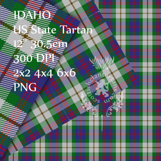 Digital Download - US State Tartan - Idaho 12" 300dpi PNG