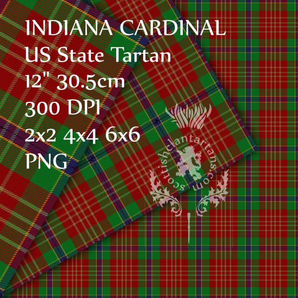 Digital Download - US State Tartan - Indiana 12" 300dpi PNG