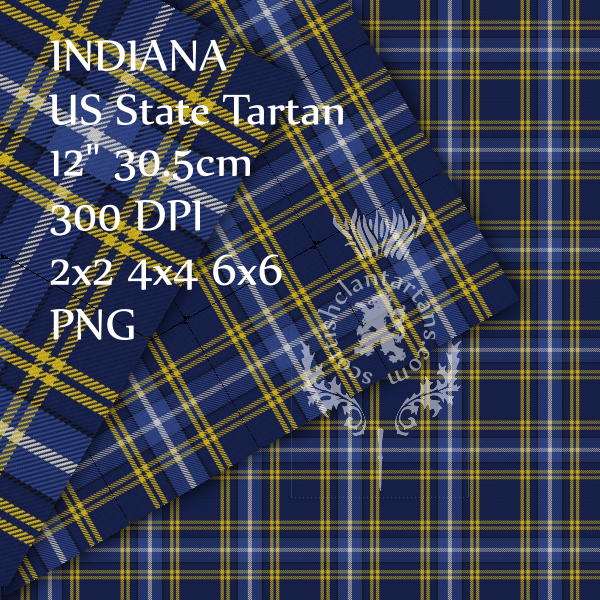 Digital Download - US State Tartan - Indiana 12" 300dpi PNG