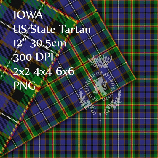 Digital Download - US State Tartan - Iowa 12" 300dpi PNG