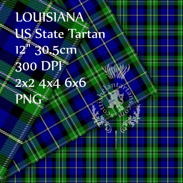 Digital Download - US State Tartan - Louisiana 12" 300dpi PNG