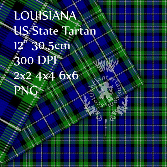 Digital Download - US State Tartan - Louisiana 12" 300dpi PNG