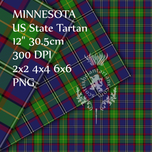 Digital Download - US State Tartan - Minnesota 12" 300dpi PNG